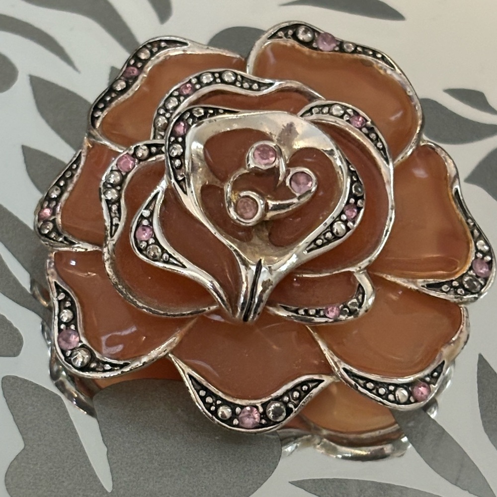 Liz Claiborne Pink and Silver Layered Petal Brooch